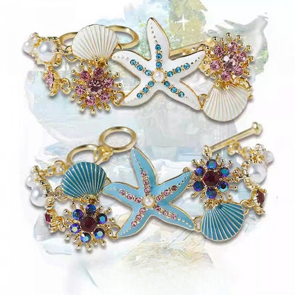 4 Options Y2K Bittersweet Starfish Shell And Rhinestone Decorated Bracelet/Necklace