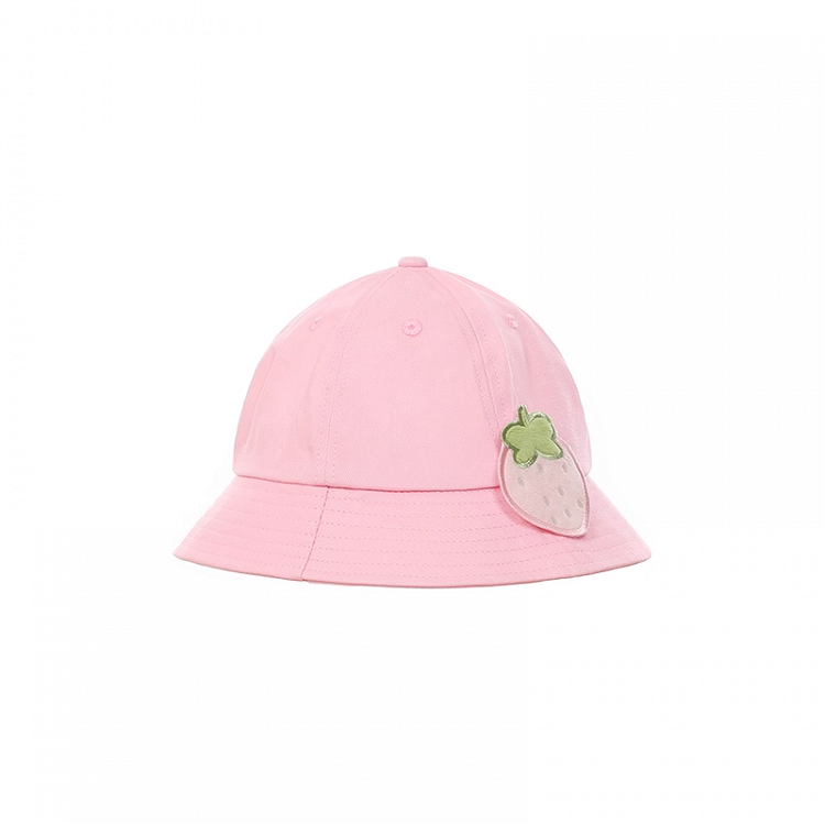 Light Pink/Wine Red Strawberry Applique Hat