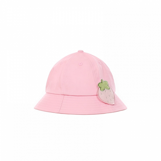 Light Pink/Wine Red Strawberry Applique Hat