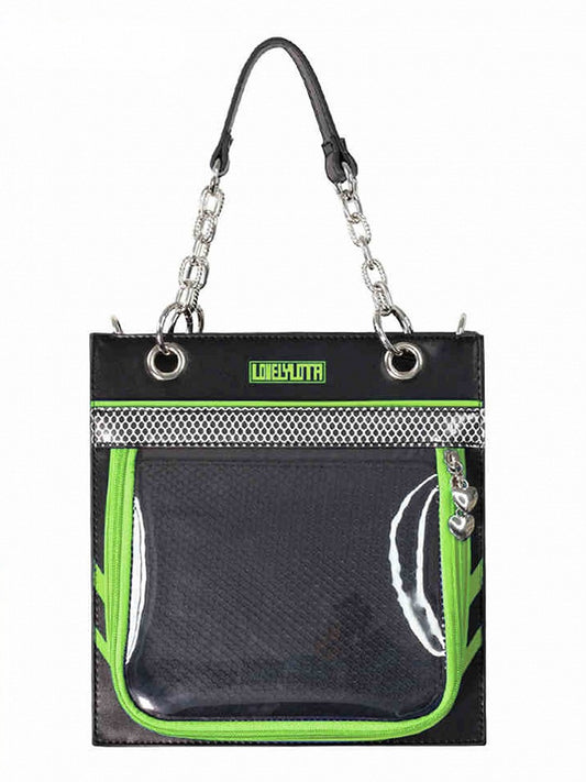 Black & Green Sweetheart Charm Zipper Ita Shoulder Bag