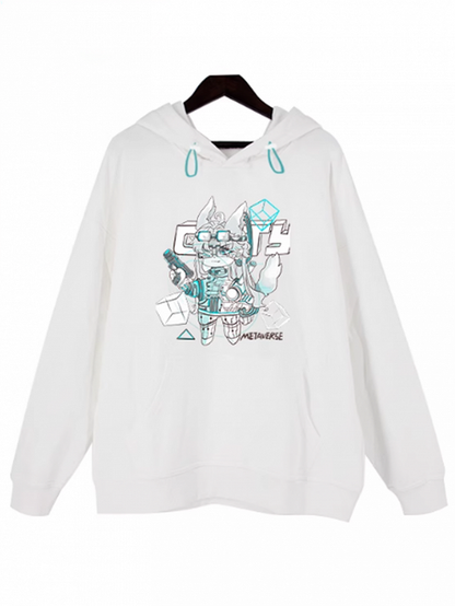 Black/White Cyberpunk Thick Hoodie