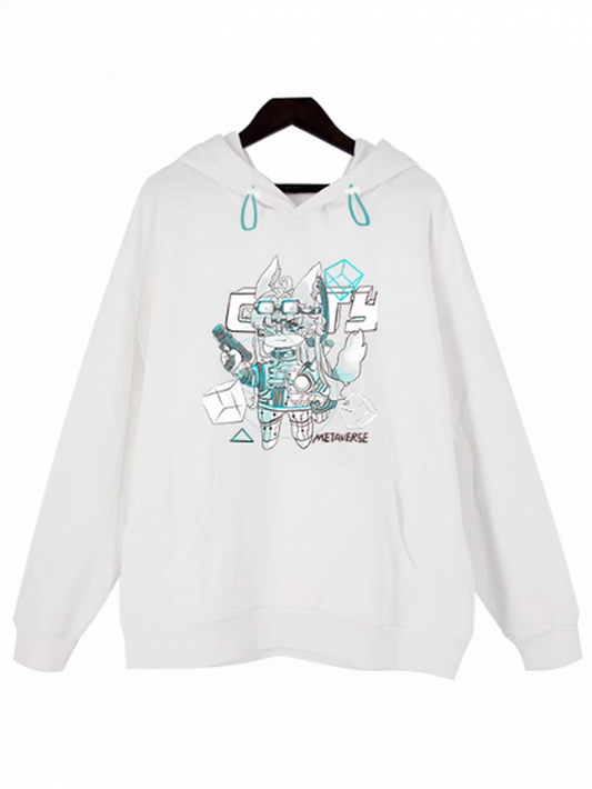 Black/White Cyberpunk Thick Hoodie