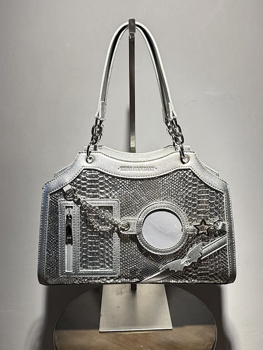 Silver Snake Scale PU Ita Shoulder Bag