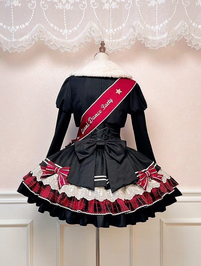 Red Embroidered Lolita Sash with Flower Disc