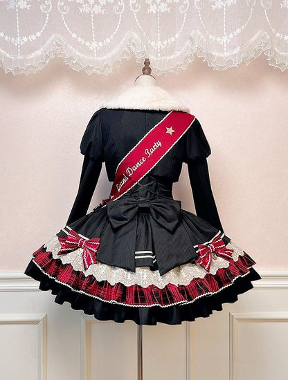 Red Embroidered Lolita Sash with Flower Disc