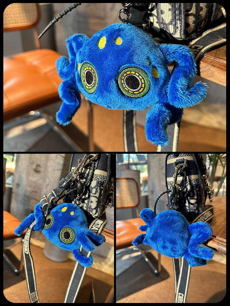 Sapphire Blue Octopus Gothic Plush Key Chain Charm