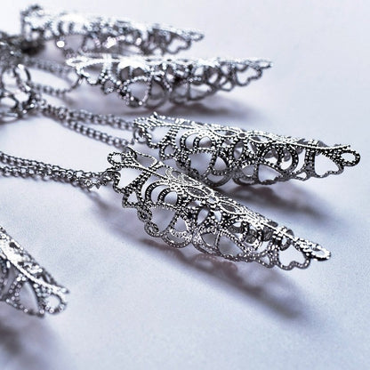 Cyberpunk Finger Nail Ring Bracelet Gothic Hand Accessory Silver/Metallic Color