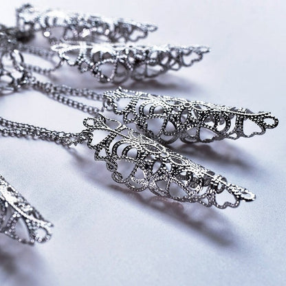 Cyberpunk Finger Nail Ring Bracelet Gothic Hand Accessory Silver/Metallic Color