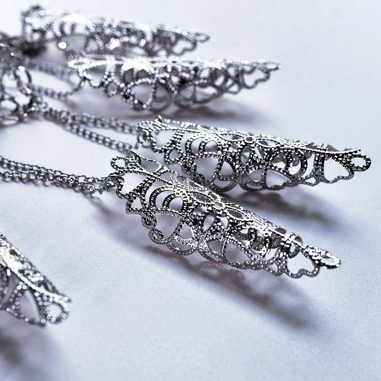 Cyberpunk Finger Nail Ring Bracelet Gothic Hand Accessory Silver/Metallic Color