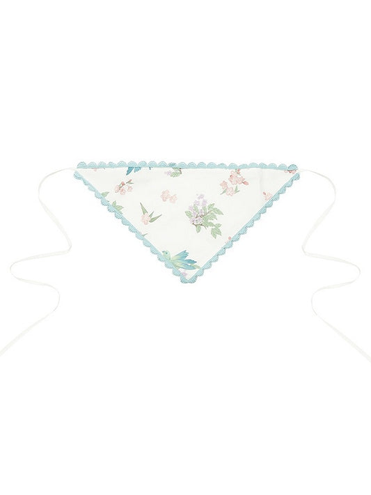Floral and Bird Print Cottagecore Triangle Scarf