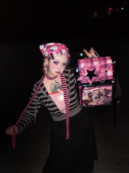 Purple Plaid Star Ita Backpack