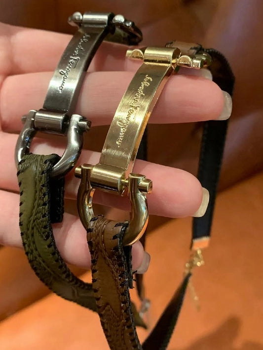 Y2K Brown/Dark Green PU Wasteland Punk Choker