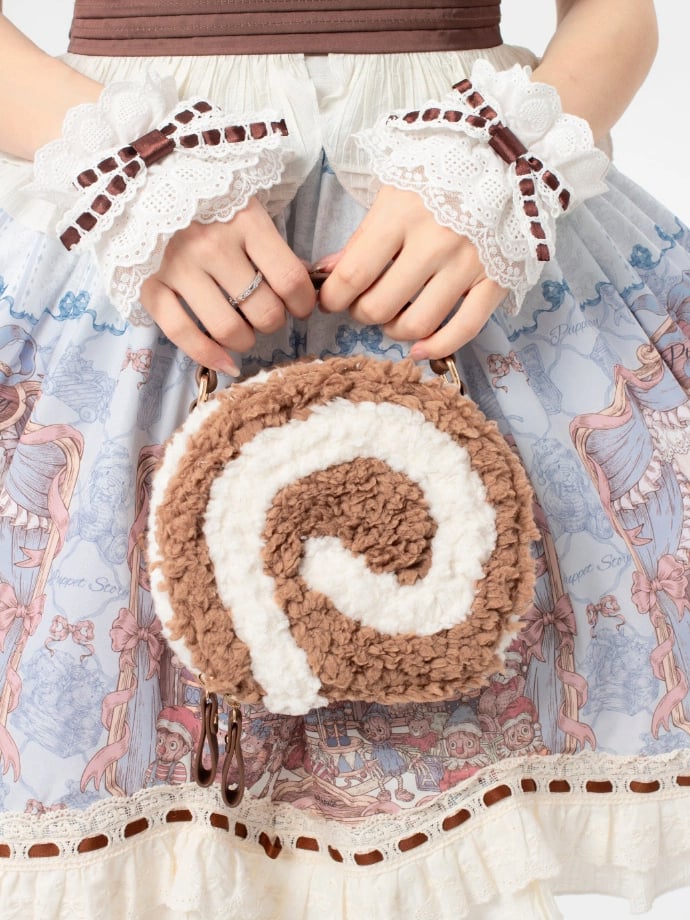 Dark Brown Kawaii Plush Round Shoulder Bag - Sweet Lolita Dessert Style