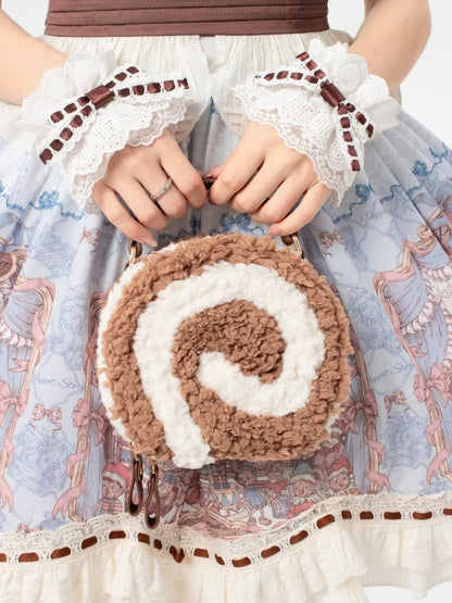 Dark Brown Kawaii Plush Round Shoulder Bag - Sweet Lolita Dessert Style