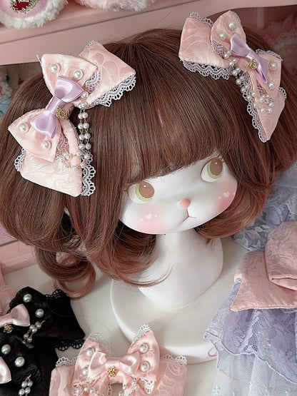 4 Color Options Beaded And Floral Charm Bowknot Hairclip