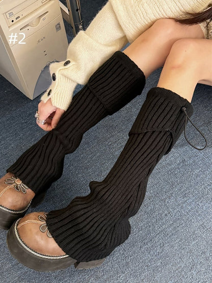 8 Options Drawstring Knitted Leg Warmers