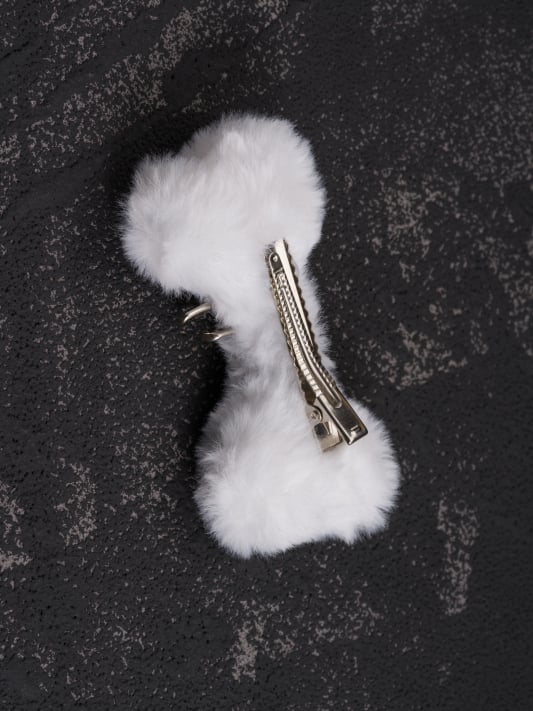 White Gothic Skeleton Applique Pin Details Plush Bone Hairclip