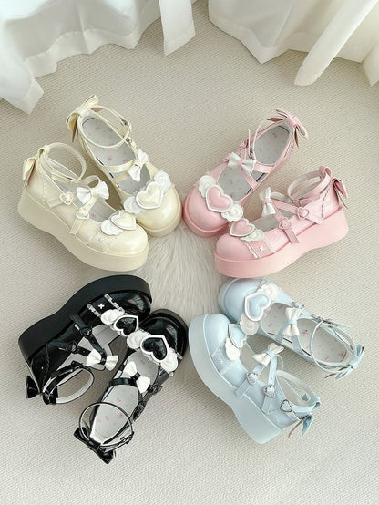 Black Sweetheart and Bowknot Decorated Sweet Lolita Platforms