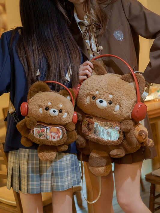 Brown Cute Red Panda-shaped Plush Backpack Middle/Large Size