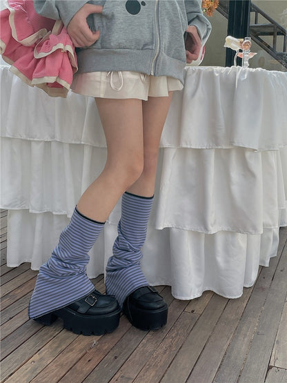 6 Color Options Striped Pattern Split Leg Warmers