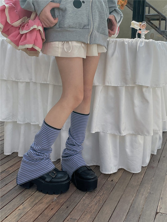 6 Color Options Striped Pattern Split Leg Warmers