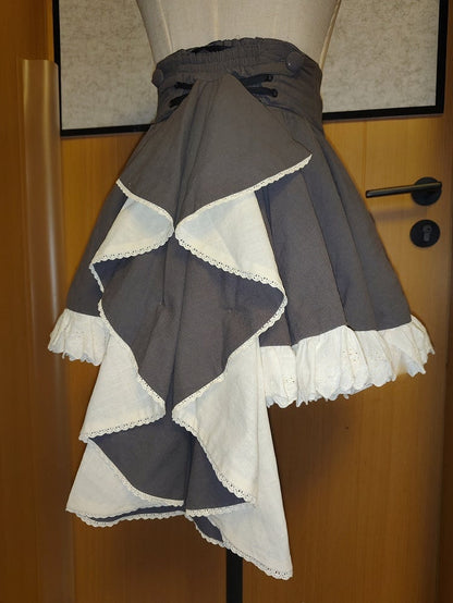 Maid Lolita Dark Gray Set - Shirt + Skirt + Corset Belt + Train
