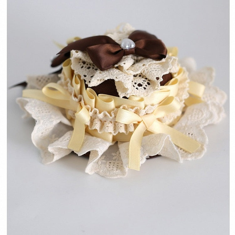 Yellow&Brown Sweet Lolita Beaded Decorated Bowknot Details Mini Hat