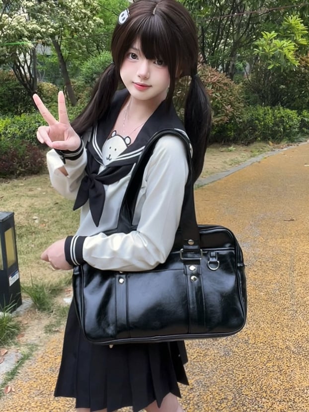 Black JK Uniform Bag – 3 Ways to Wear: Crossbody, Shoulder, or Hand