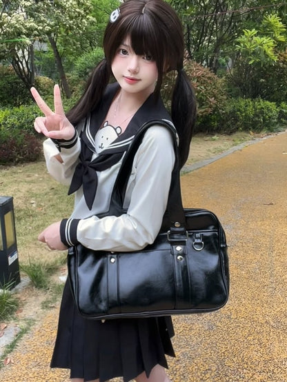 Black JK Uniform Bag – 3 Ways to Wear: Crossbody, Shoulder, or Hand