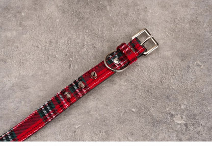 Gothic Red Plaid Studs Choker