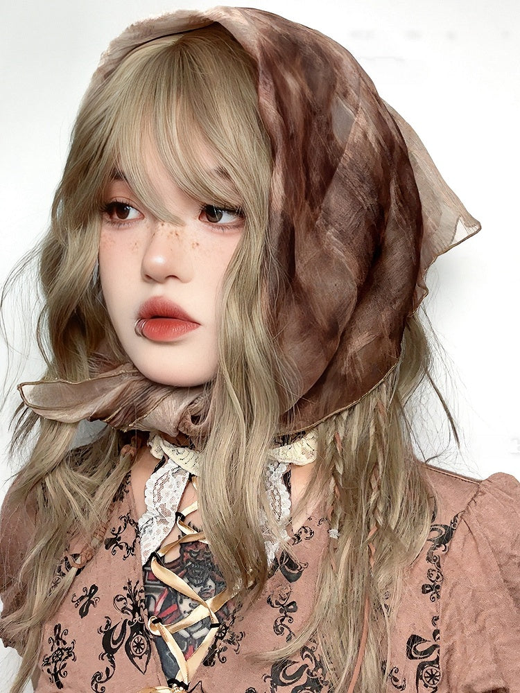 Dark Brown Y2K Tie-dyed Scarf