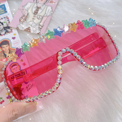 4 Options Pink Bear/Star Design Beaded Decorated Sunglasses
