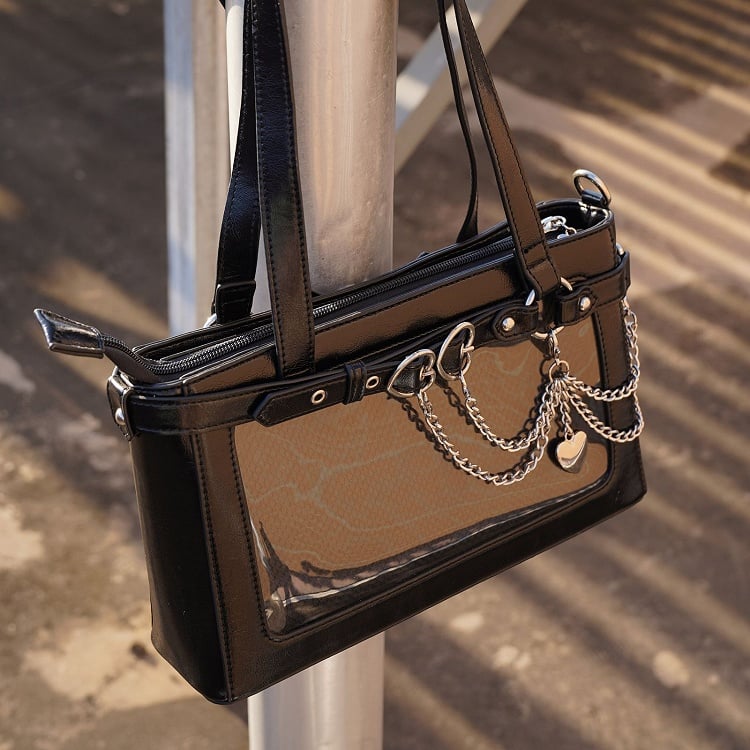 Detachable Chains Black Ita Shoulder Bag