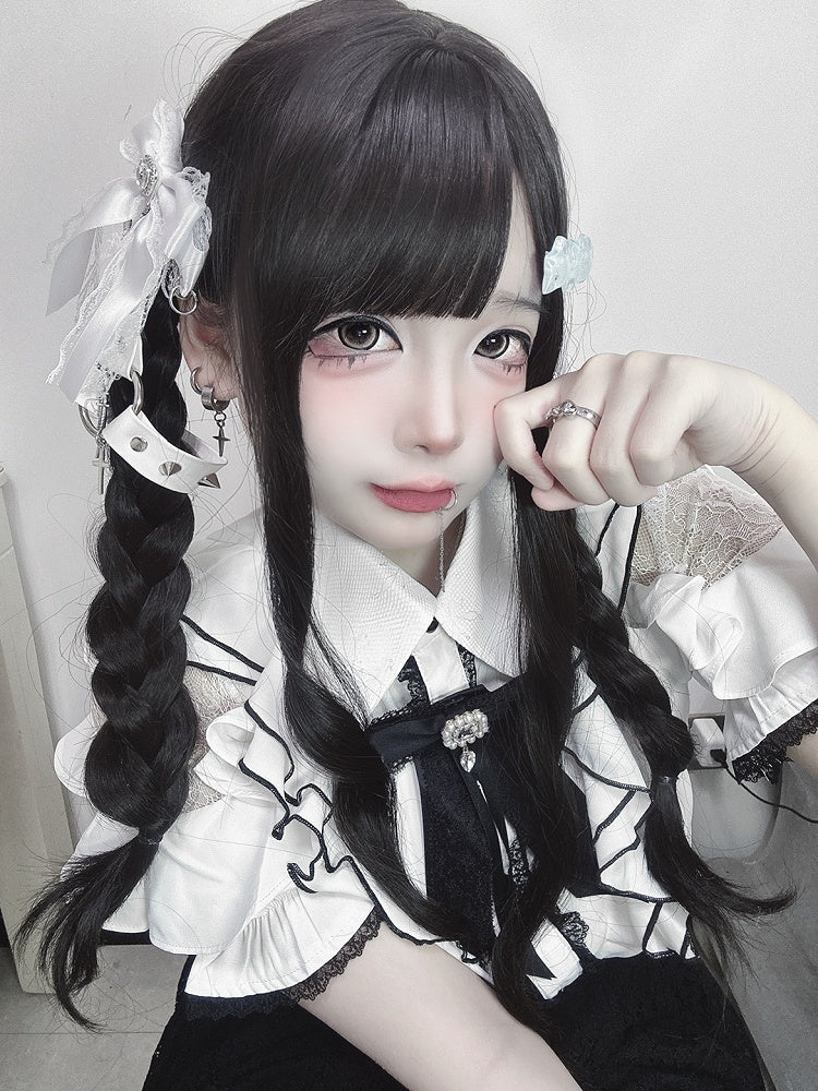 Black/Pink/White/Blue Stud Jirai Kei Bowknot Punk Hairclips