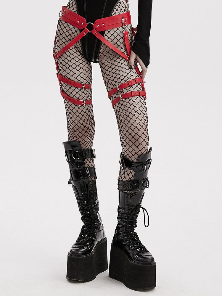 Red Punk PU Harness