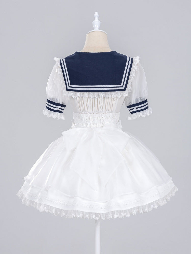 White Star Buttons High Waist Jirai Kei Skirt with Flutter Shoulder Straps