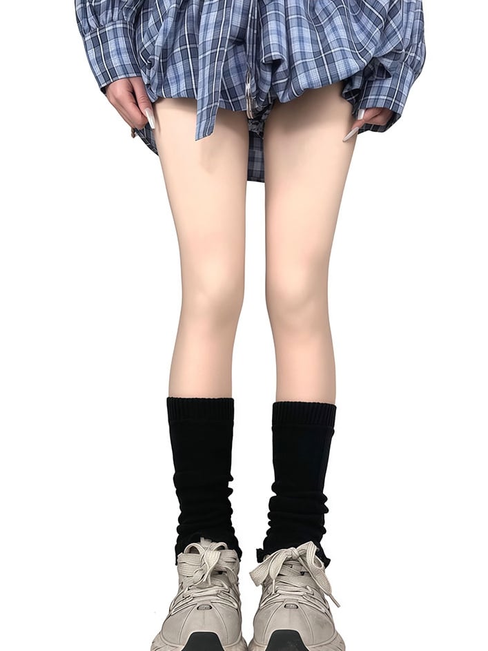 Blue/Yellow/Black/White Knitted Leg Warmers