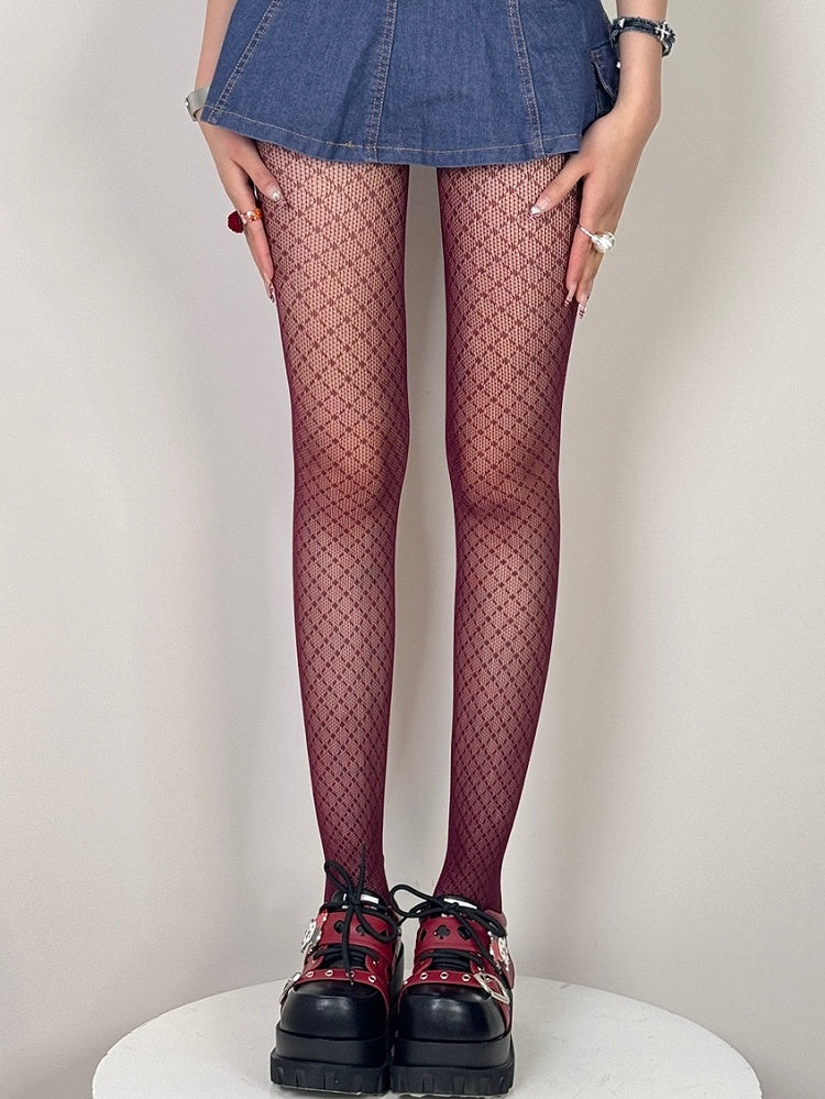 6 Color Options Y2K Diamond Pattern Tights