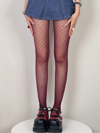 6 Color Options Y2K Diamond Pattern Tights