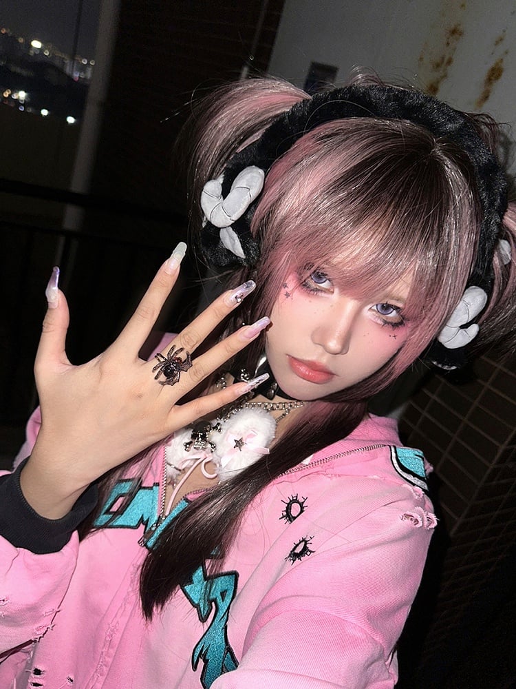 Clearance-Black and White Grim Reaper Gothic Plush Ear Muffs