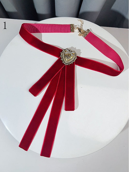 6 Options Beaded Heart Design Bow Tie