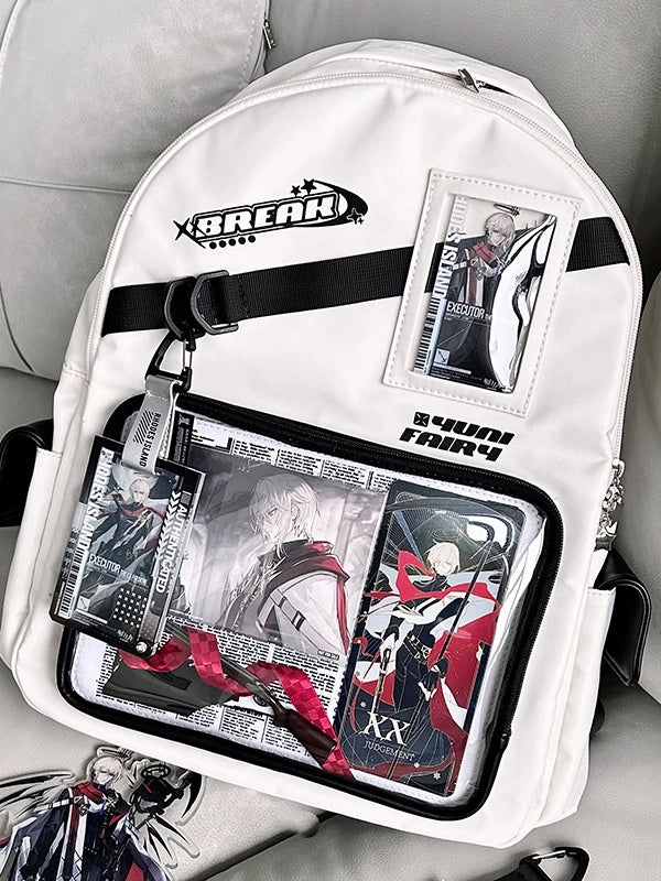 White Large Capacity Star Decoration Unisex Daily Ita Backpack