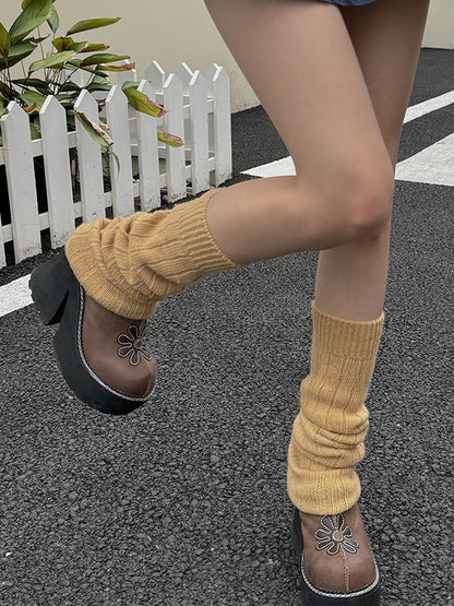 7 Options Y2K Ribbed Trim Knitted Leg Warmers