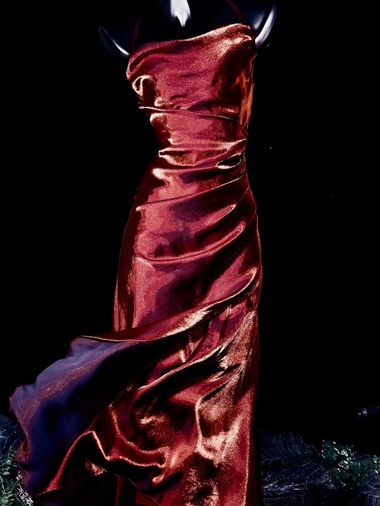 Red Asymmetrical Flounce Hem Summer Cami Dress