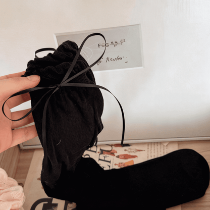 6 Color Options Bowknot Details Calf Socks