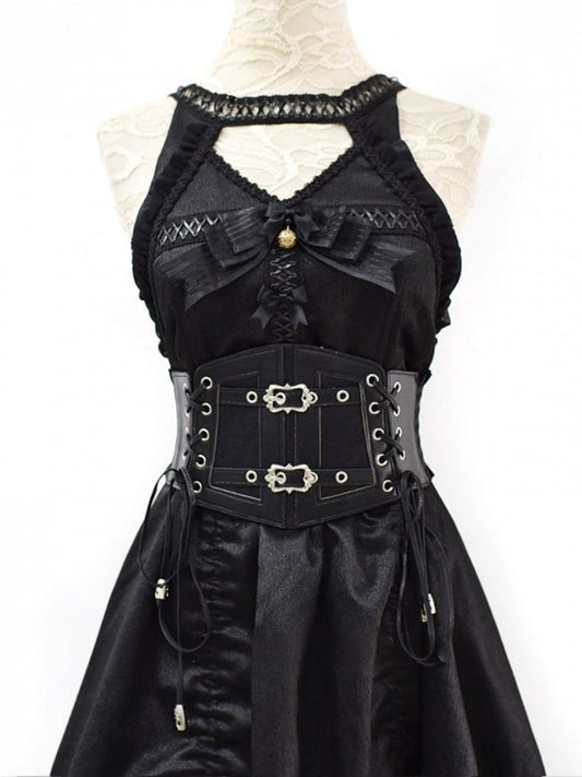 Black/White/Brown Lace-up Detail Gothic Punk Corset Belt