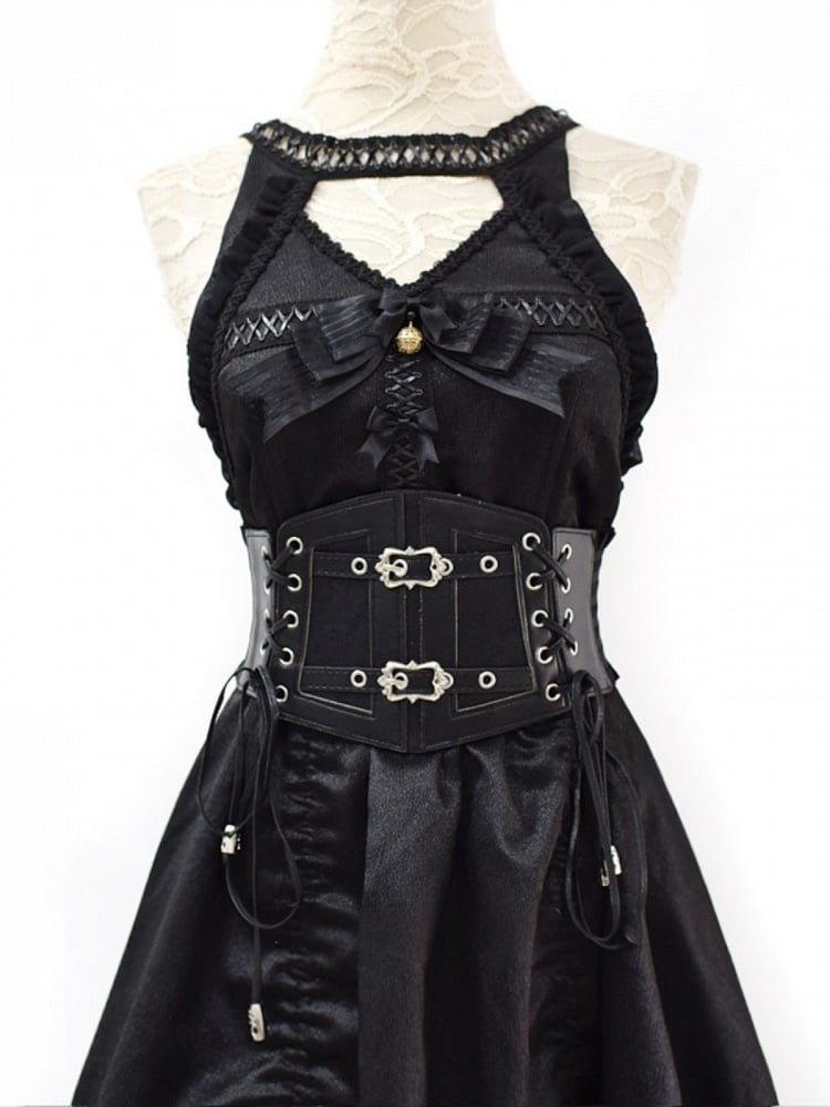 Black/White/Brown Lace-up Detail Gothic Punk Corset Belt