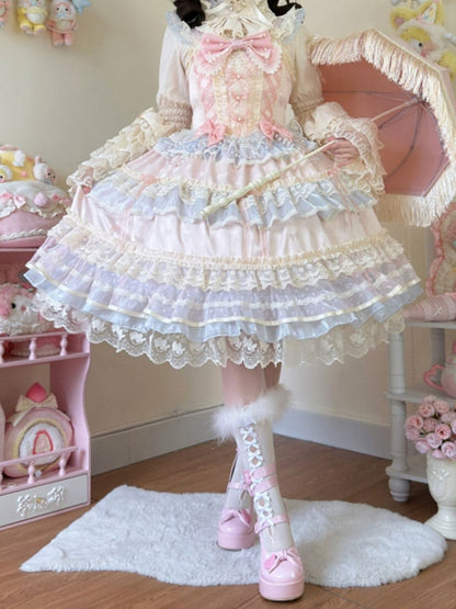 Pink Bead Chain Bows Decorated Hanayome Lolita Princess Dress
