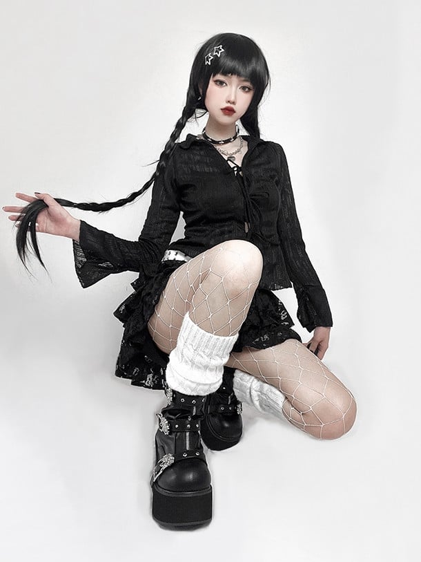 Dragon-shaped Buckle Straps Black Punk Boots High Block Heel