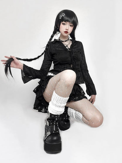 Dragon-shaped Buckle Straps Black Punk Boots High Block Heel